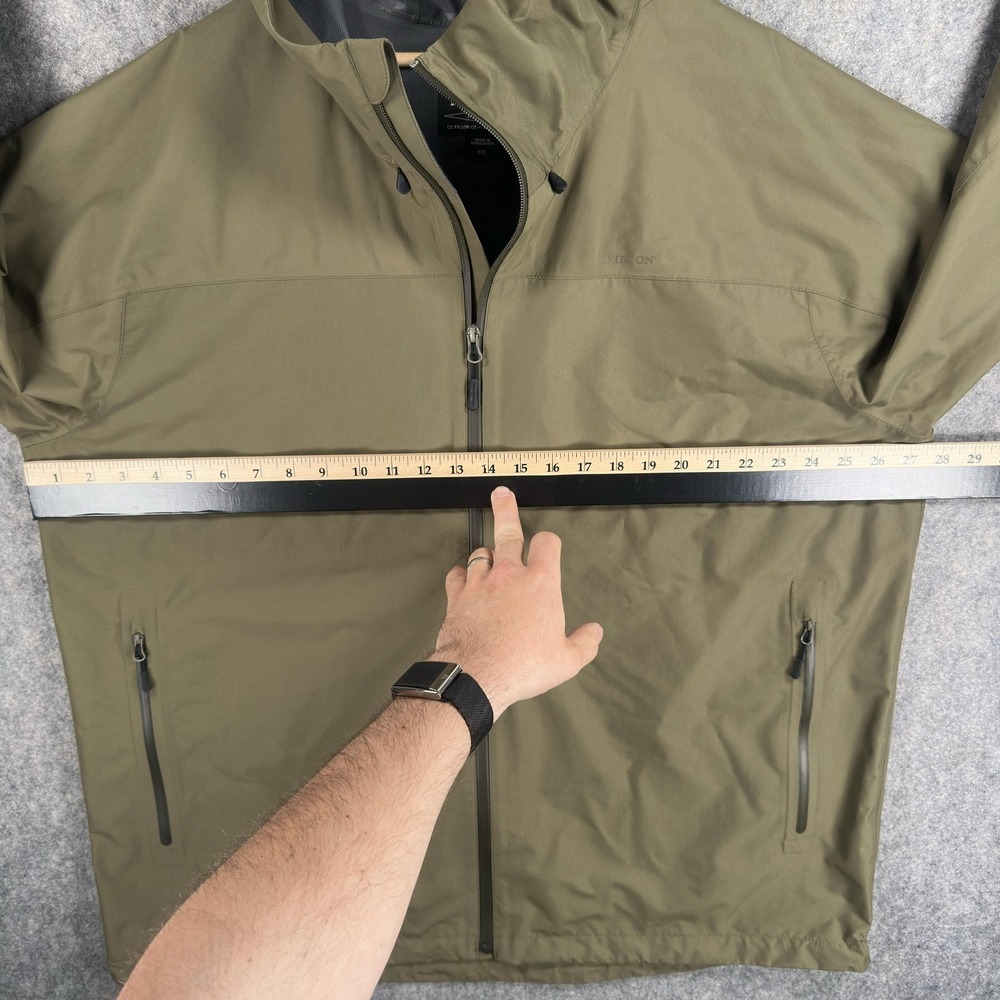 Filson Jacket Mens 2XL Green Hooded Nylon Rain Coat Water Resistant Softshell - Picture 6 of 16